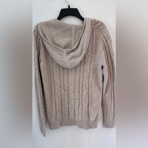 L.L.Bean tan knitted zip up jacket